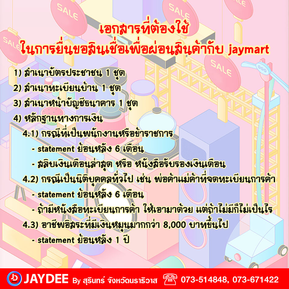 เอกสารที่ต้องใช้ในการยื่นขอสินเชื่อเพื่อผ่อนสินค้ากับ jaymart